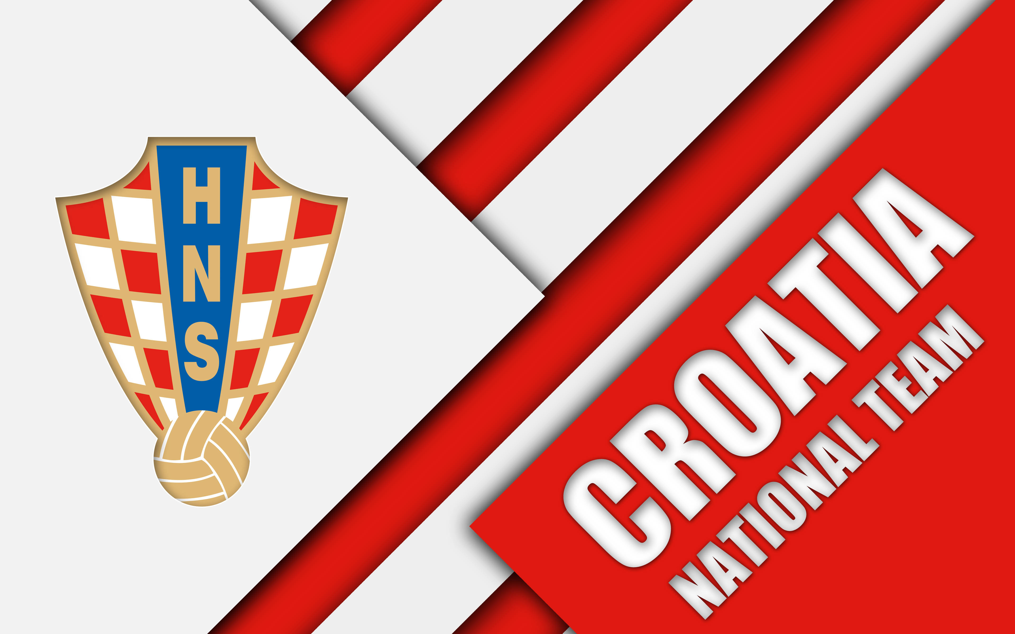 Croatia 桌布 壁紙 — 克羅埃西亞國家隊標誌，帶有紅白斜紋和足球徽章。