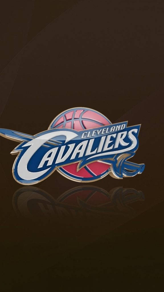 NBA 桌布 壁紙 — 克里夫蘭騎士隊標誌在深棕色漸變背景上閃耀金屬光澤，帶有細微反射。