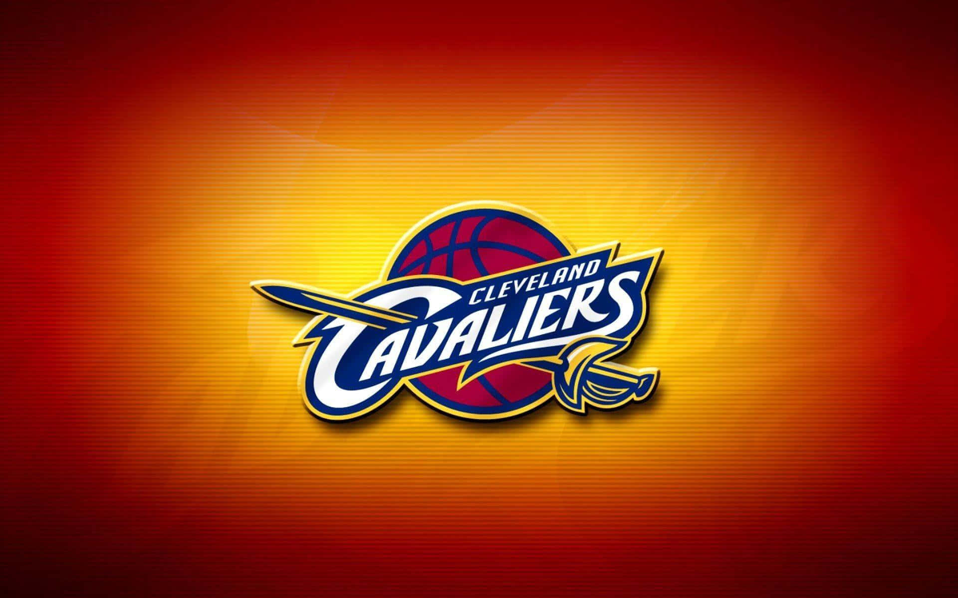 NBA Teams 桌布 壁紙 — 克里夫蘭騎士隊標誌居中，背景為紅、橙、黃的鮮豔漸變色。