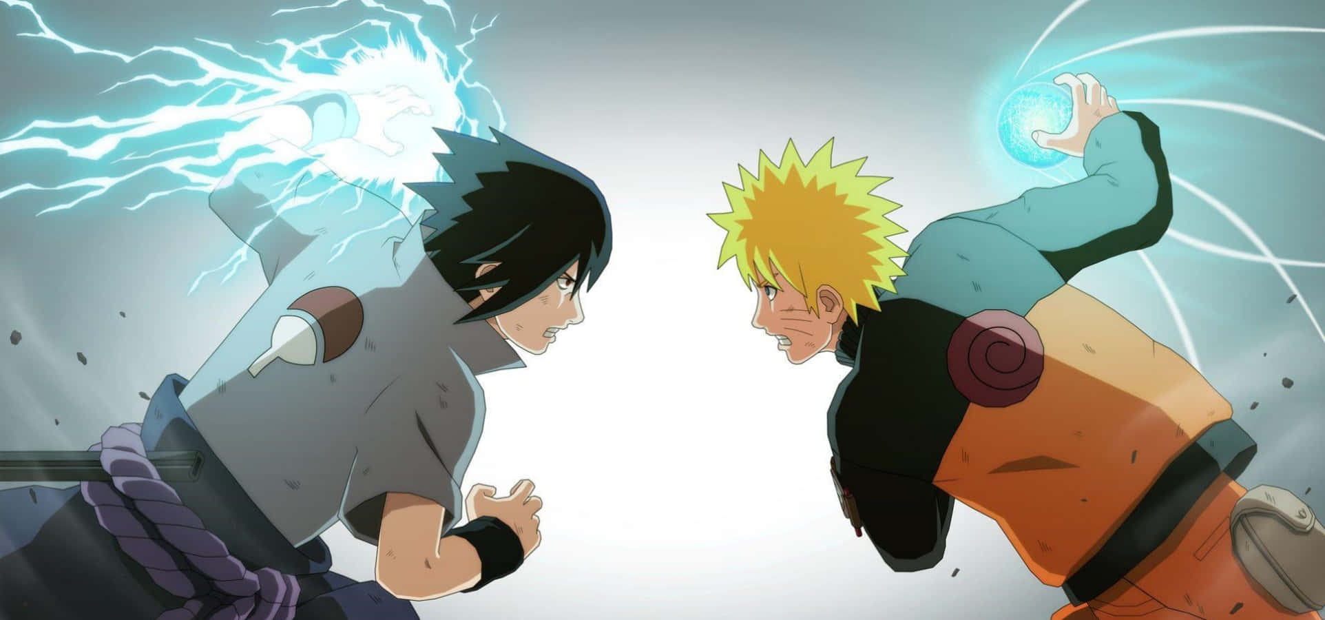Ps4 Naruto 桌布 壁紙 — 兩位動漫戰士以發光的查克拉攻擊在動態戰鬥場景中碰撞。