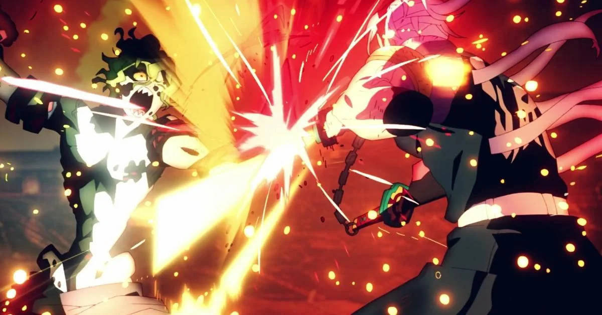Fight 桌布 壁紙 — 兩位動漫戰士在發光的紅色背景下，於火光四射的爆炸中激烈交鋒。