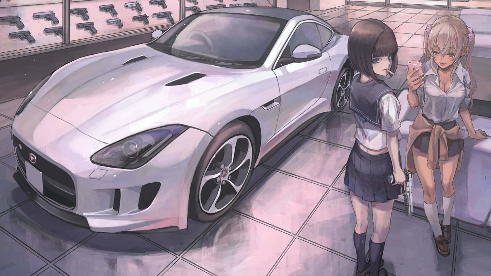 動漫跑車背景