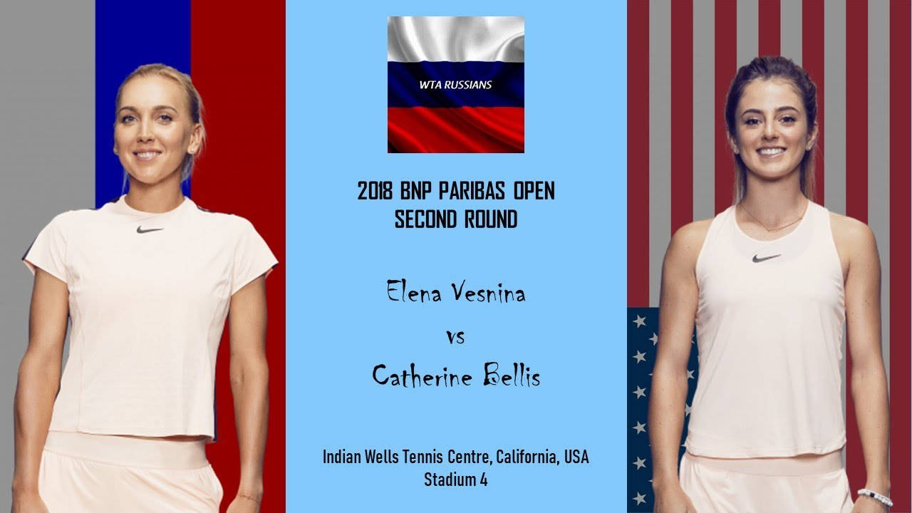 Tennis 桌布 壁紙 — 兩位女網球運動員在國旗背景前擺姿勢，用於2018年WTA賽事宣傳圖形。