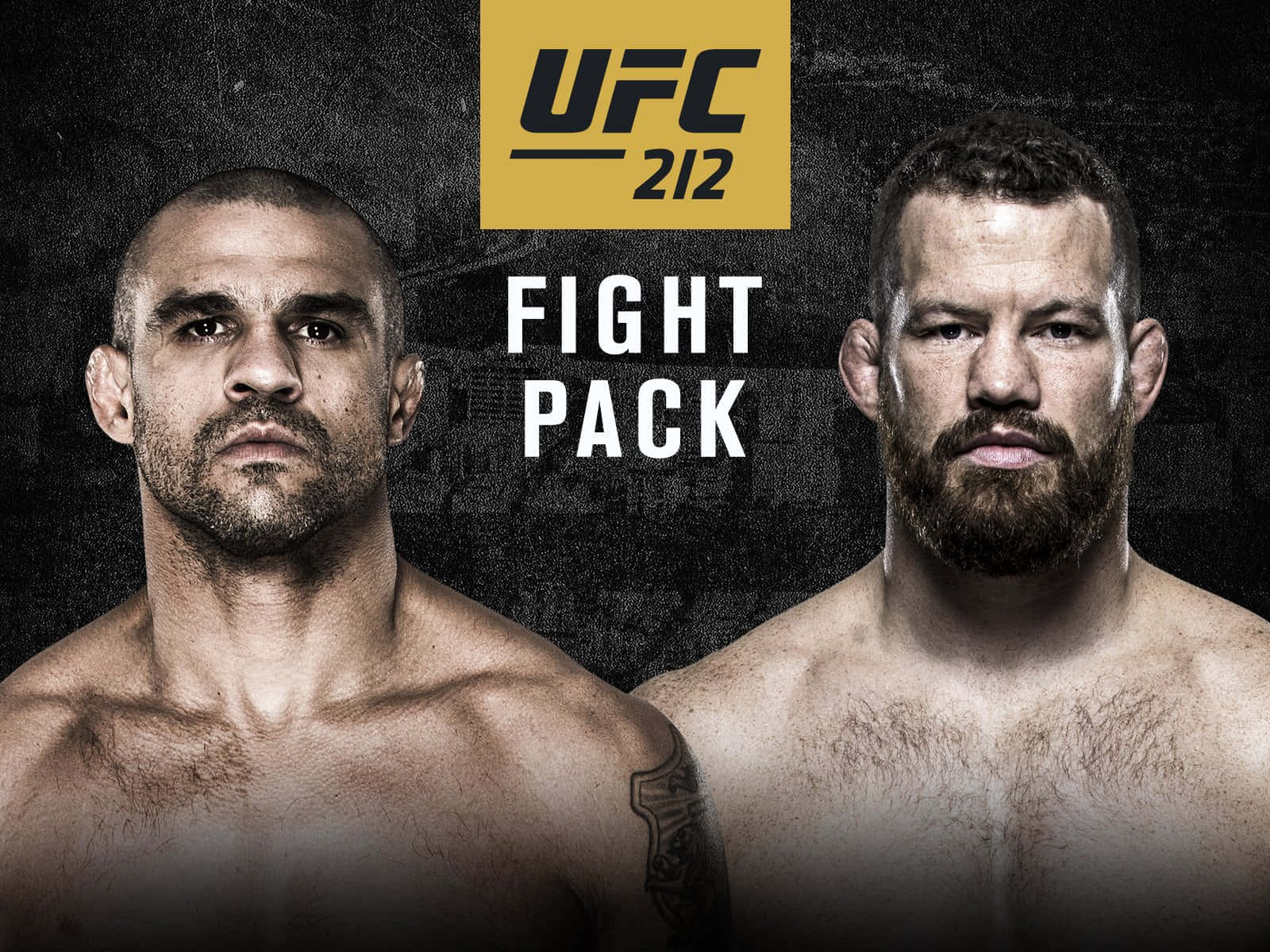 UFC 桌布 壁紙 — 兩位激烈的UFC拳手在深色紋理背景前向前凝視，帶有「UFC 212 FIGHT PACK」文字。