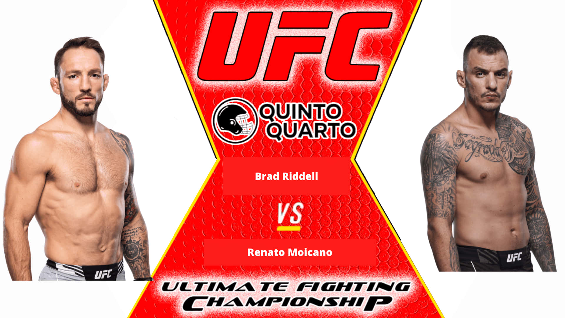 運動 桌布 壁紙 — 兩位肌肉發達的UFC拳手在一個大膽的紅色圖形中對峙，宣傳他們的冠軍爭奪戰。