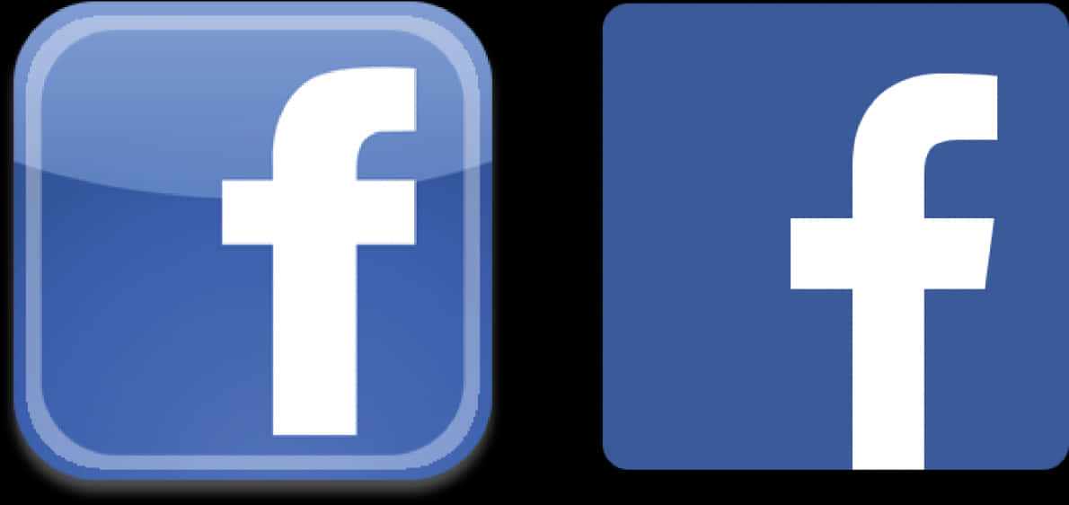 Facebook 桌布 壁紙 — 兩個Facebook標誌並排，一個有光澤，一個扁平，黑色背景