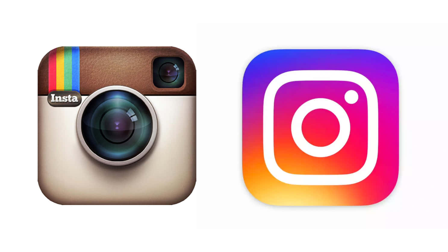 標誌 桌布 壁紙 — 兩個Instagram應用程式圖示並排，一個復古相機風格，另一個現代漸變正方形