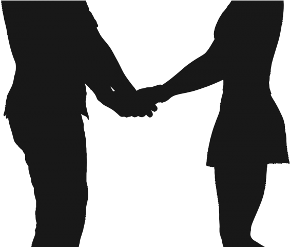 couple love 桌布 壁紙 — 兩個人的剪影在黑暗背景下手牽手。