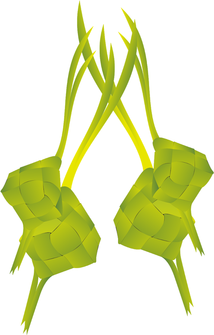 Ketupat 桌布 壁紙 — 兩個充滿活力的萊姆綠色編織籃子，帶有長莖，襯托在鮮明的黑色背景上。
