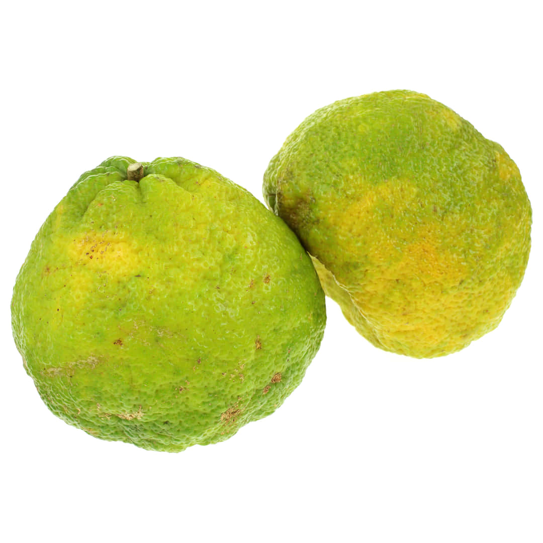 Fruits 桌布 壁紙 — 兩個凹凸不平的黃綠色柑橘類水果，表皮有紋理，並排放在純白背景上。