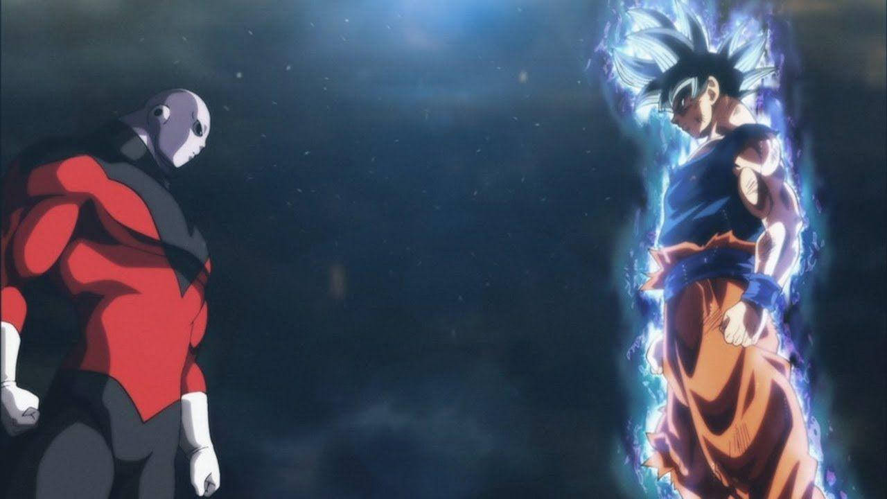 Ultra Instinct Goku 桌布 壁紙 — 兩個動漫戰士在宇宙虛空中對峙，一個發出藍色光環，另一個穿著紅黑套裝。