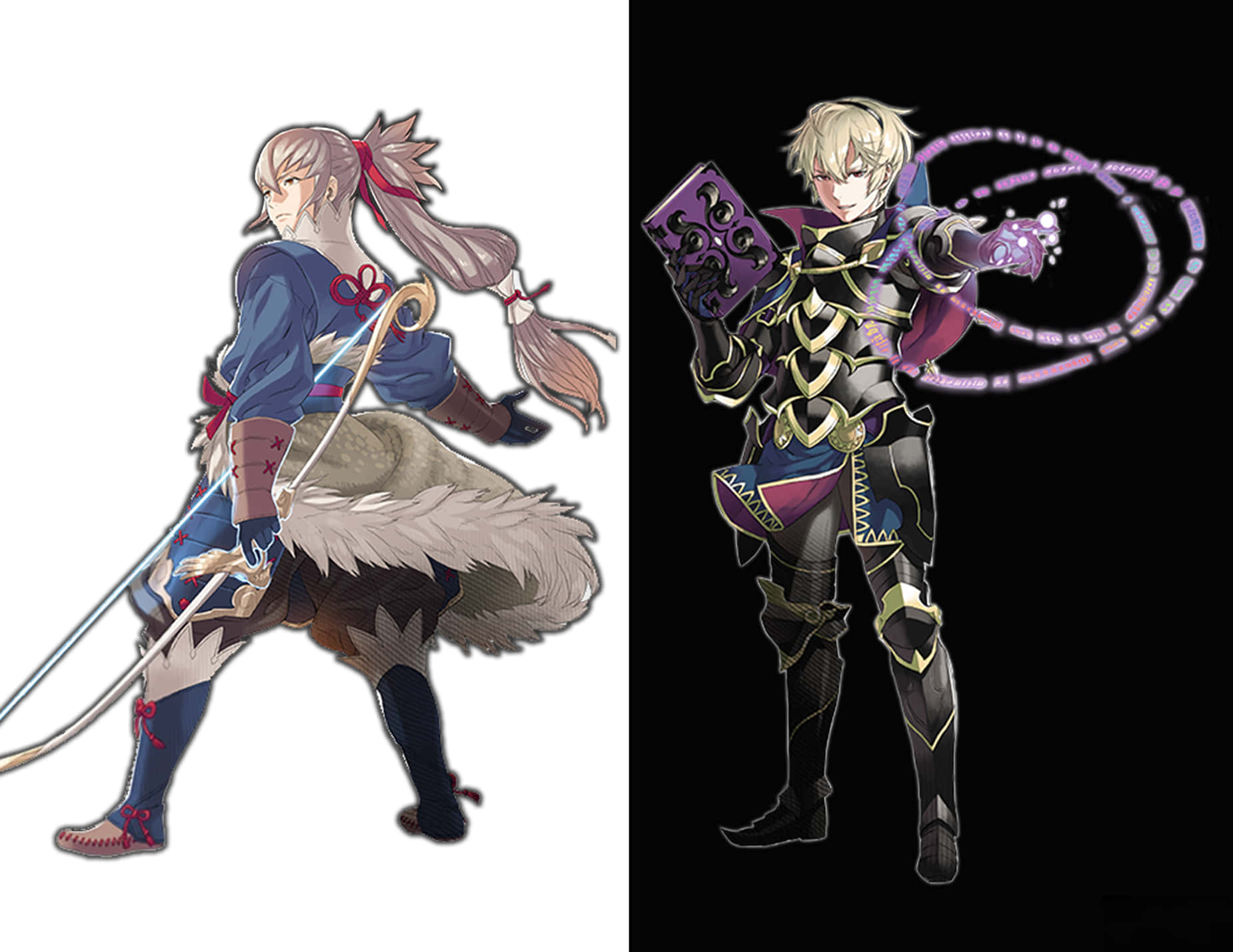 兩個動漫戰士，一個持劍，一個持發光武器 — Fire Emblem Warriors 壁紙
