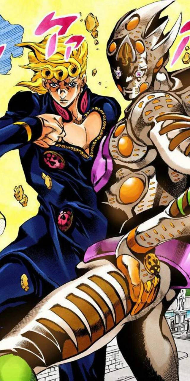 Giorno 桌布 壁紙 — 兩個動漫角色在充滿活力的色彩和爆炸性能量的動態戰鬥場景中碰撞。