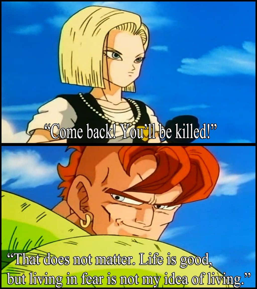 Dragon Ball Z Abridged 桌布 壁紙 — 兩個動漫角色在明亮的藍天白雲背景下進行緊張對話。