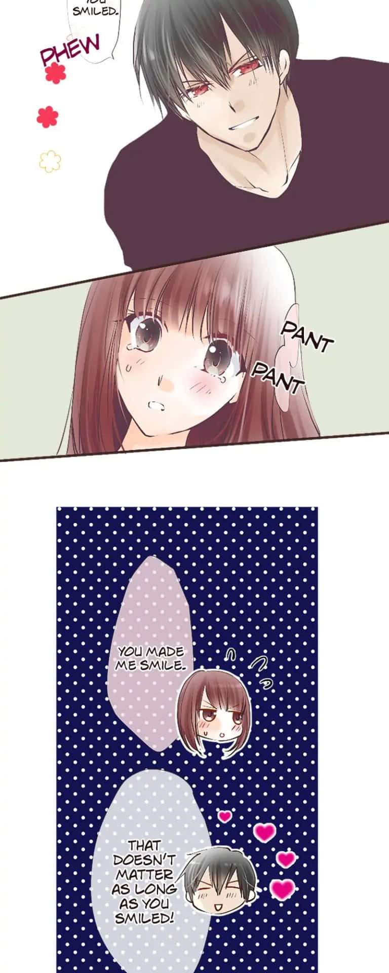 Broken Heart Anime 桌布 壁紙 — 兩個動漫角色在漫畫分格佈局中以心形和對話氣泡進行俏皮的對話。