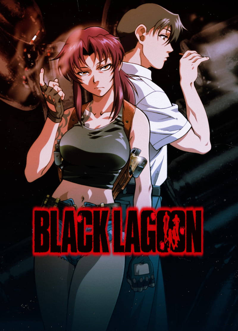黑暗場景中的兩個動漫角色與紅色標題 Black Lagoon — 動漫情侶 GIF 壁紙