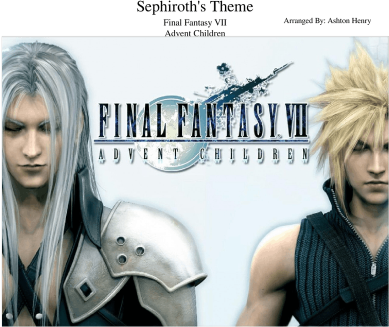 賽菲羅斯 桌布 壁紙 — 兩個動漫風格男性角色在淺藍色背景上夾著 Final Fantasy VII Advent Children 標誌。