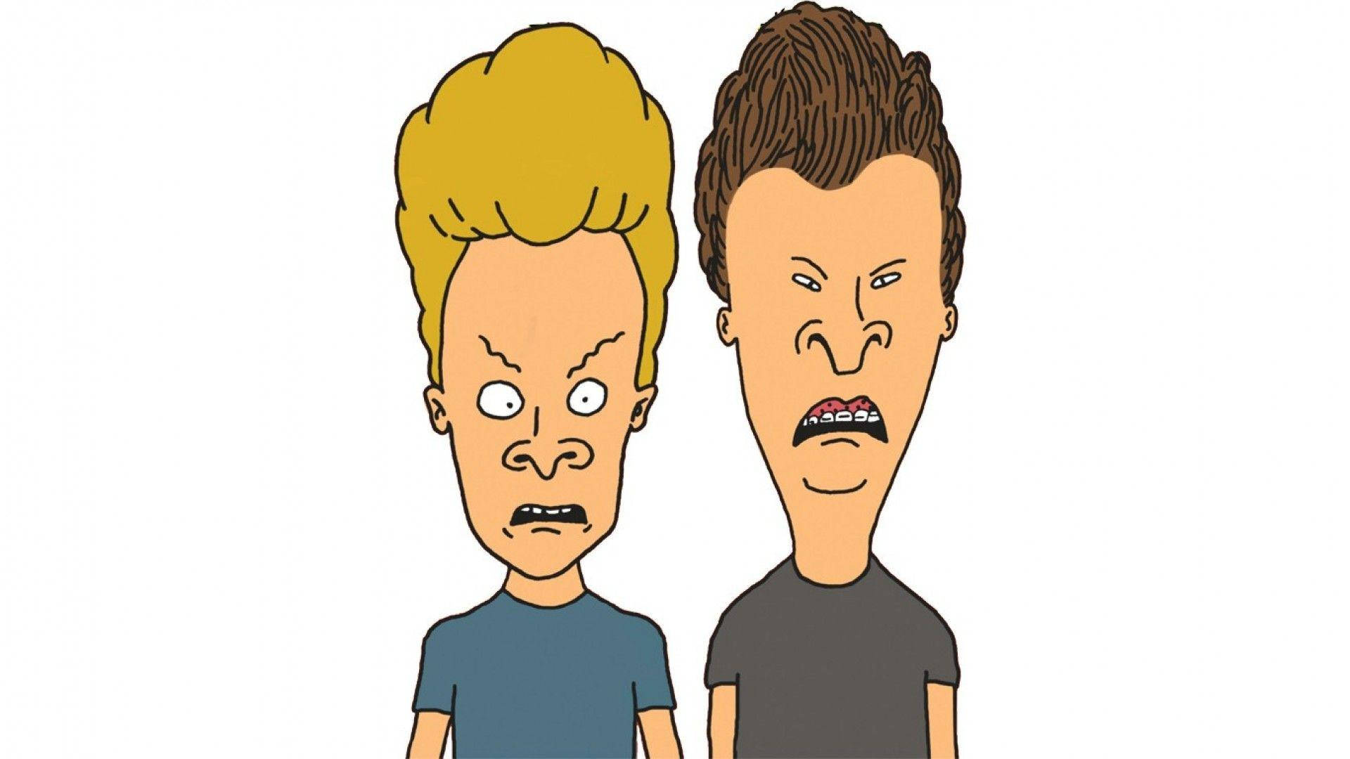Beavis 桌布 壁紙 — 兩個動畫角色帶著誇張的憤怒表情並排站在純白色背景前。