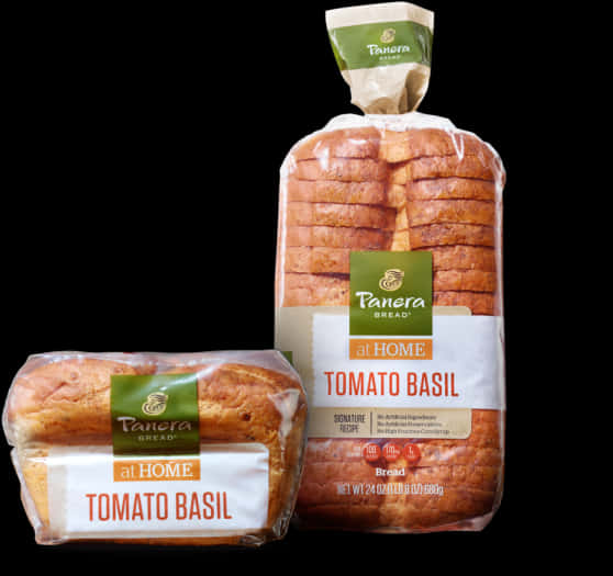 麵包 桌布 壁紙 — 兩個包裝好的Panera Bread番茄羅勒麵包，在黑色背景上展示。
