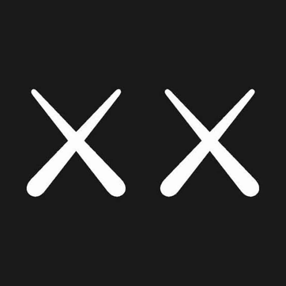 kaws pc 桌布 壁紙 — 兩個大膽的白色X符號在純黑色背景上，營造出鮮明的極簡設計。