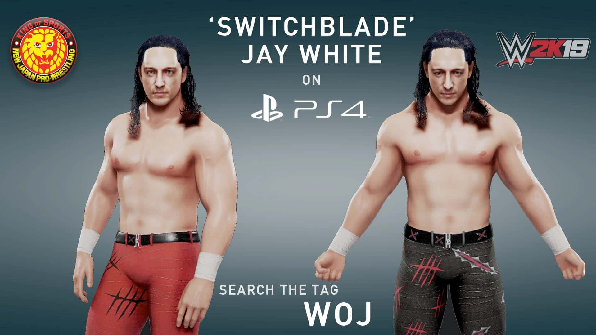 摔角手 Jay White 穿著紅色和黑色緊身褲，在 PS4 版 WWE 2K19 的電玩遊戲渲染中展示。 — Ps4 壁紙