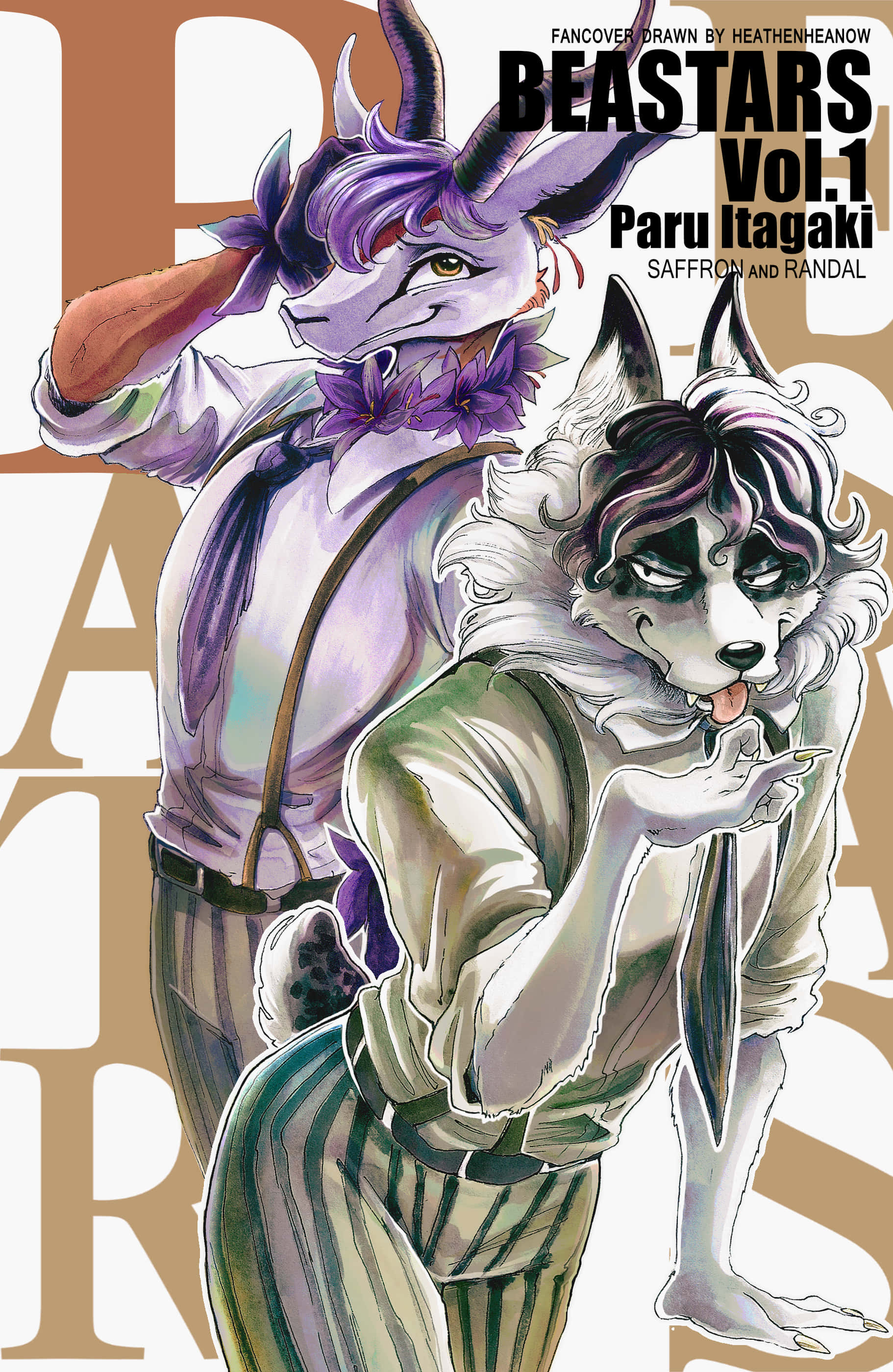 獸星 桌布 壁紙 — 兩個擬人化動物角色在鮮豔的動漫藝術中，對著大膽的文字背景自信地擺姿勢。