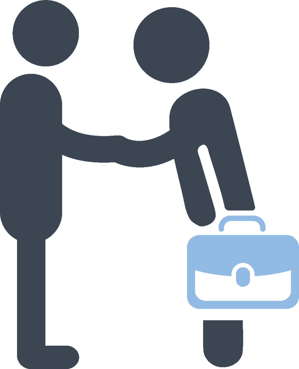 Clip Art 桌布 壁紙 — 兩個極簡人物在黑色背景前握手，其中一人手持公事包。