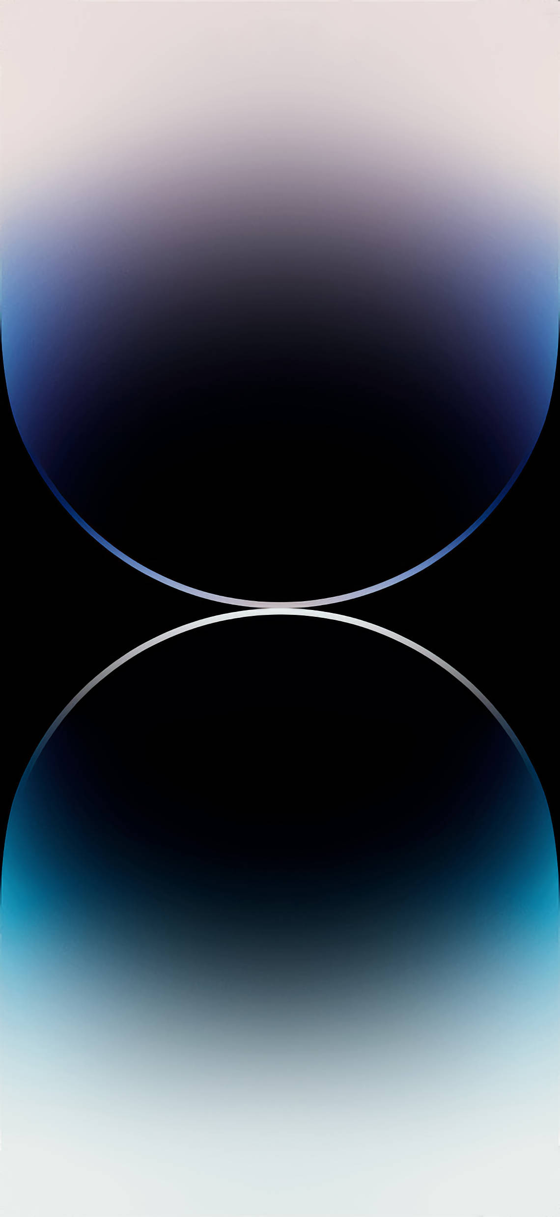 iPhone 14 Pro 壁紙 桌布 壁紙 — 兩個發光的藍色漸變球體，在黑暗背景上漂浮，帶有柔和的光暈。