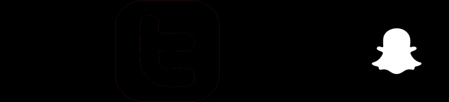 Twitter Logo Black 桌布 壁紙 — 兩個社交媒體標誌 Twitter 和 Snapchat 以簡約的白色和紅色輪廓顯示在純黑色背景上。