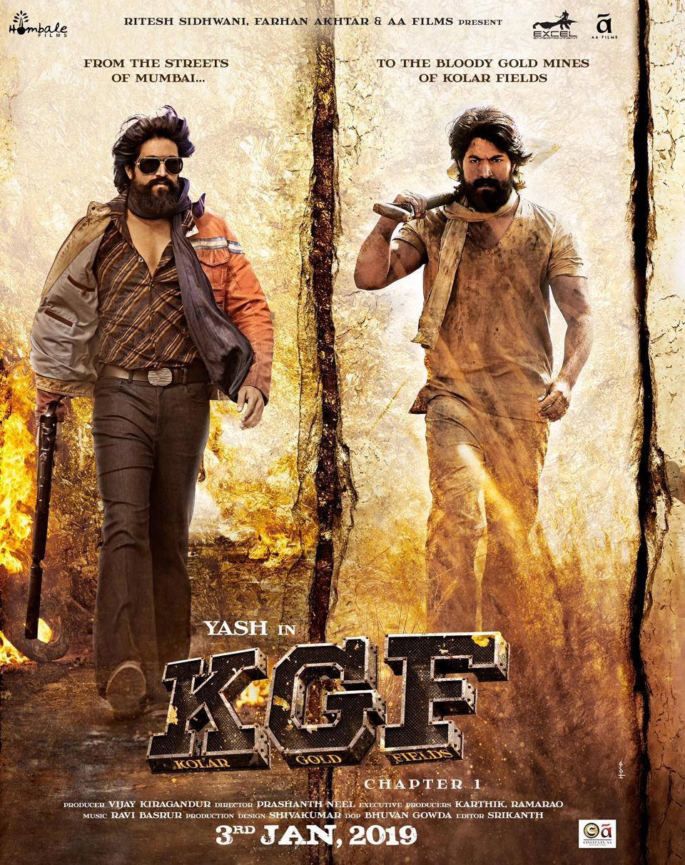 Kgf 桌布 壁紙 — 兩個粗獷的鬍鬚男穿著粗糙的衣服，在裂縫牆壁背景下，以火熱的橙色和棕色色調挑釁地站立。