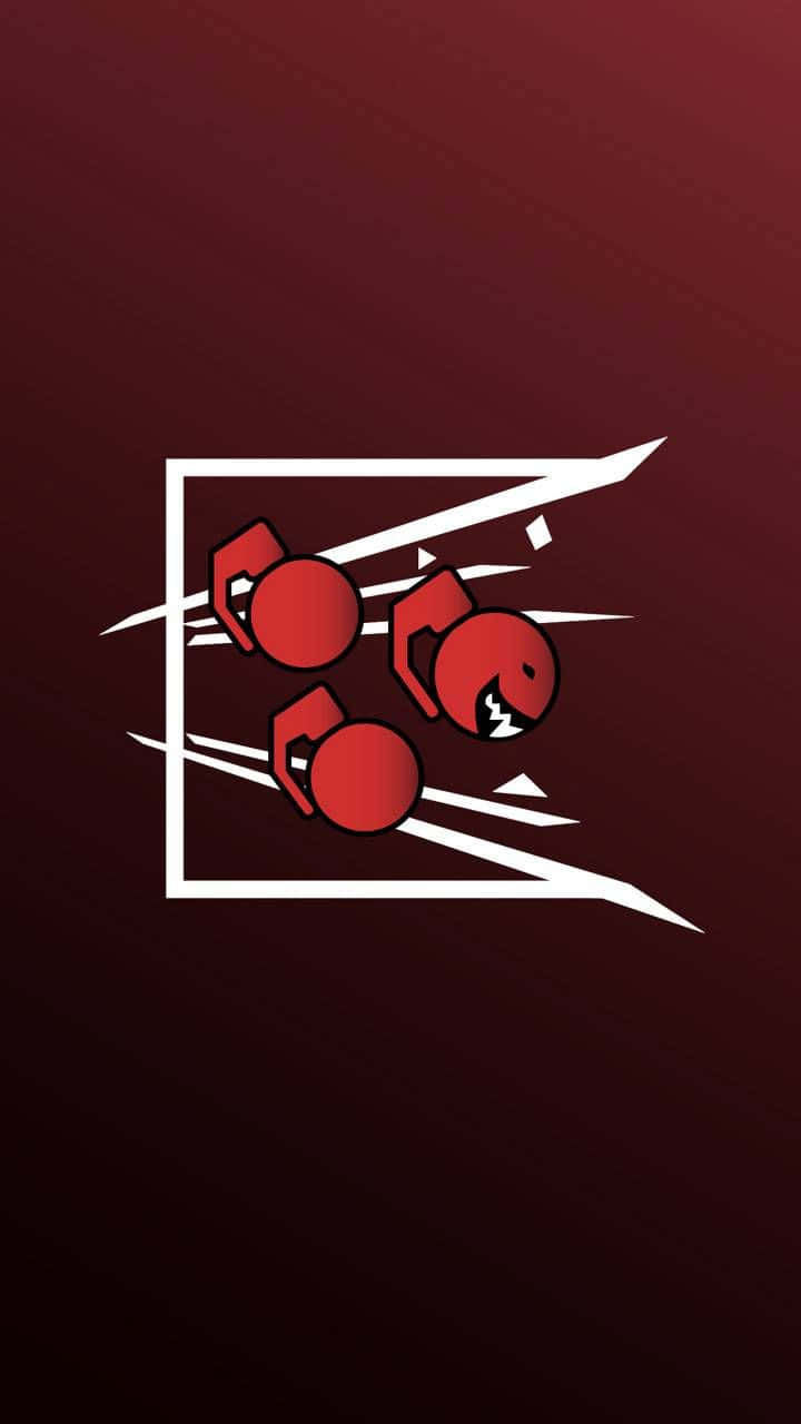Rainbow Six Siege Fuze 桌布 壁紙 — 兩個紅色卡通拳頭擊穿一個白色方形框架，背景為深紅色漸變。