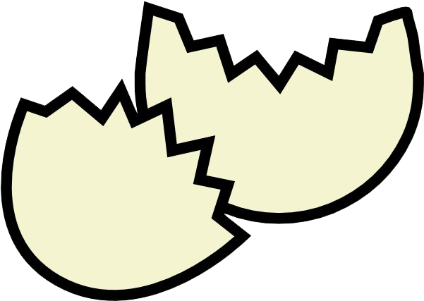 Cracks 桌布 壁紙 — 兩個裂開的蛋殼半邊，帶有鋸齒狀黑色輪廓，襯在純黑背景上。