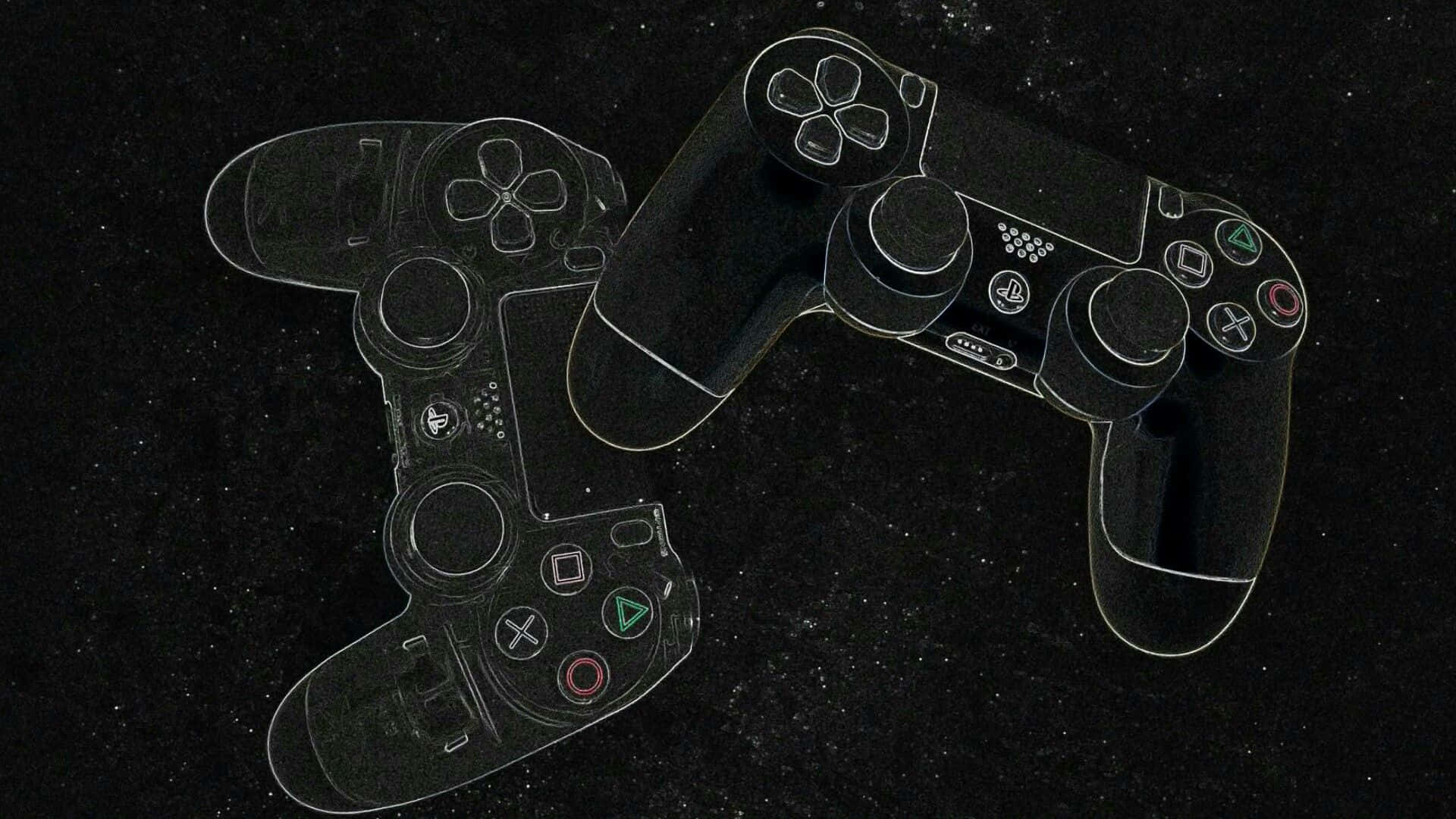 兩個透明遊戲控制器在深色紋理表面上。 — Ps4 壁紙