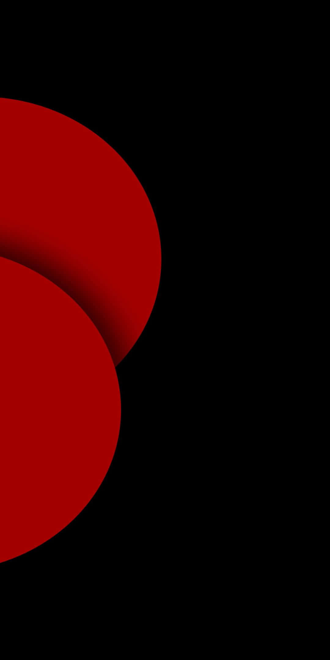 Pixel 3 Amoled 桌布 壁紙 — 兩個重疊的紅色圓圈在純黑背景上投下柔和陰影。