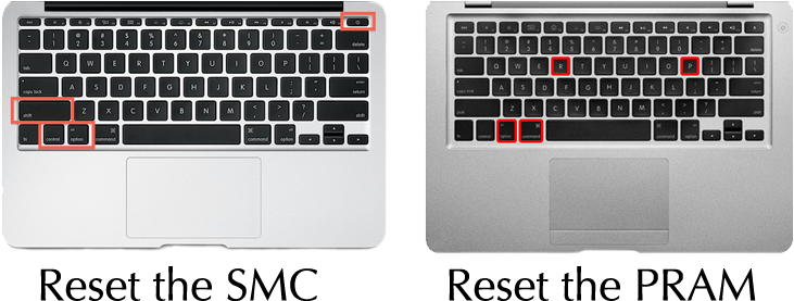MacBook 動態圖片 桌布 壁紙 — 兩個銀色筆記型電腦鍵盤，帶有黑色按鍵和紅色突出顯示的功能鍵，並排顯示。
