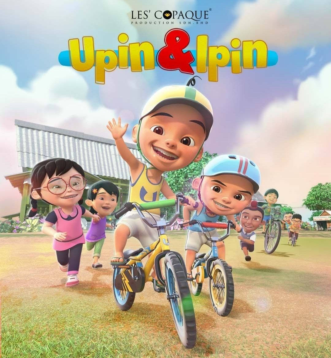 Malaysia 桌布 壁紙 — 兩個開心的卡通男孩在陽光明媚的鄉村與朋友騎腳踏車。