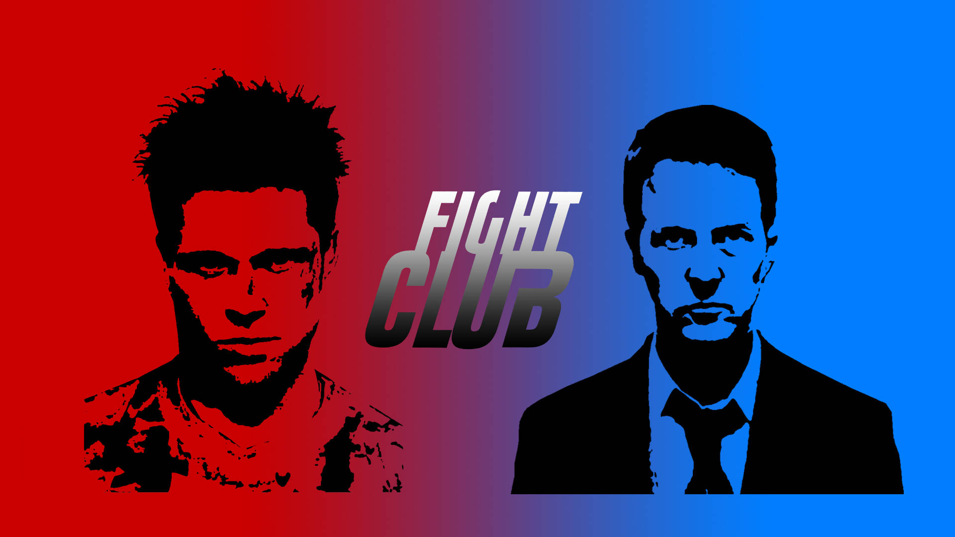 club 桌布 壁紙 — 兩個風格化的男性剪影面向正面，背景為紅色和藍色漸變，中間有粗體的搏擊會文字。