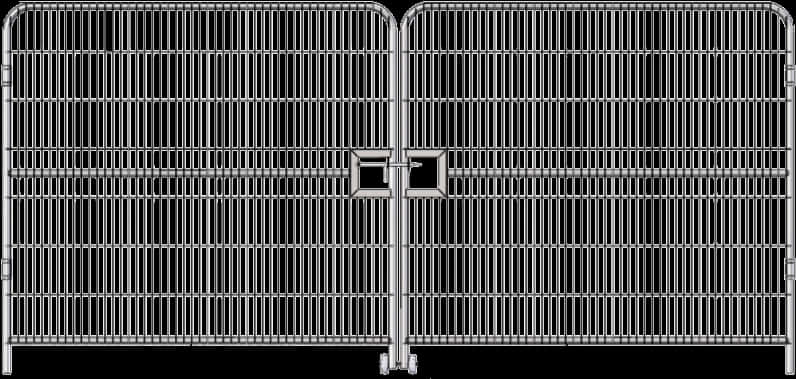 fence 桌布 壁紙 — 兩個高大的銀色金屬人群控制屏障並排站立在黑色背景上，帶有中央鎖定機制。
