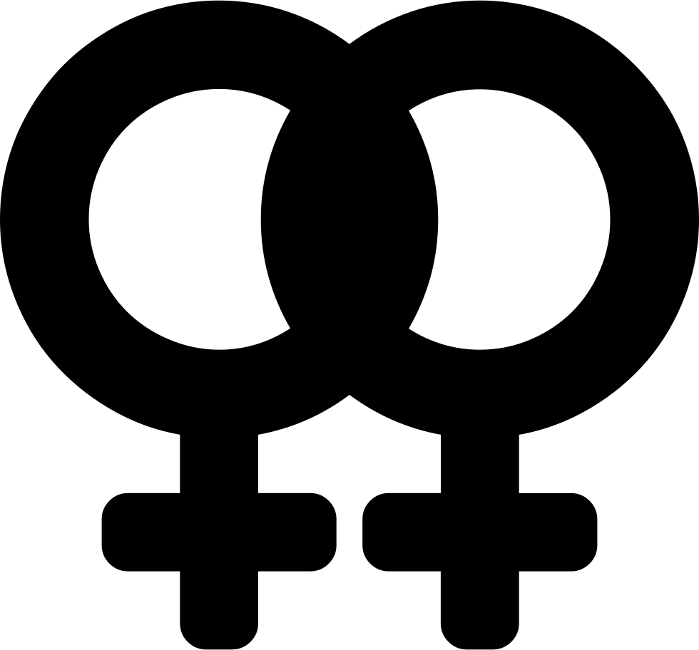 女同志 桌布 壁紙 — 兩個黑色女性性別符號重疊在白色背景上。