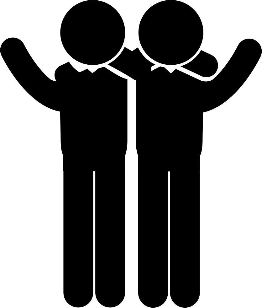 Hug 桌布 壁紙 — 兩個黑色火柴人舉起雙臂，並排站在白色背景前。