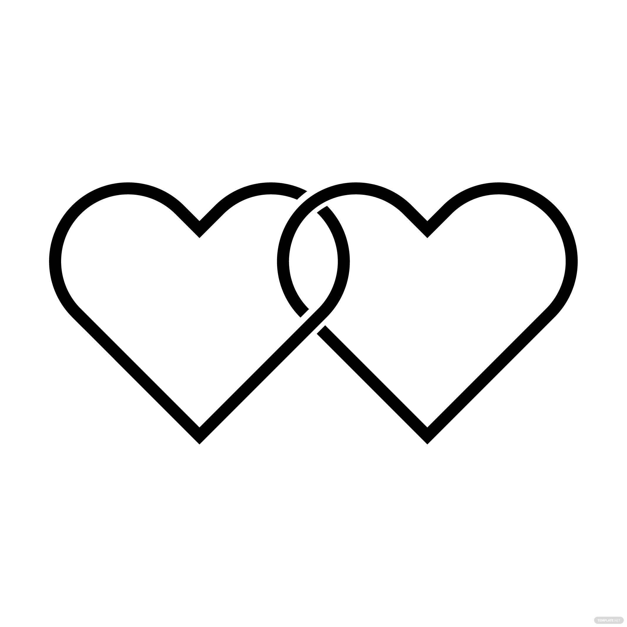 White Heart 桌布 壁紙 — 兩個黑色輪廓的心形在純白色背景上以極簡設計交織在一起。