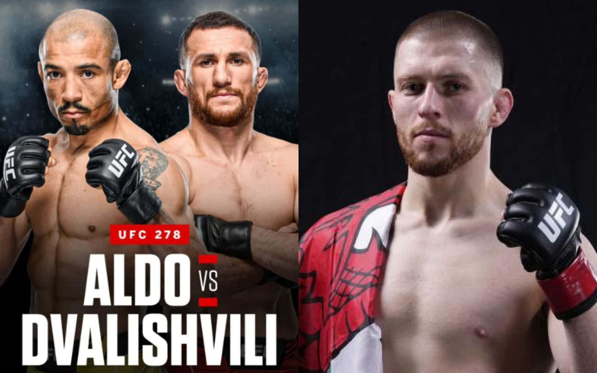 桌布 壁紙 — 兩名UFC拳手在UFC 278的宣傳海報中激烈對視， featuring Aldo vs Dvalishvili。