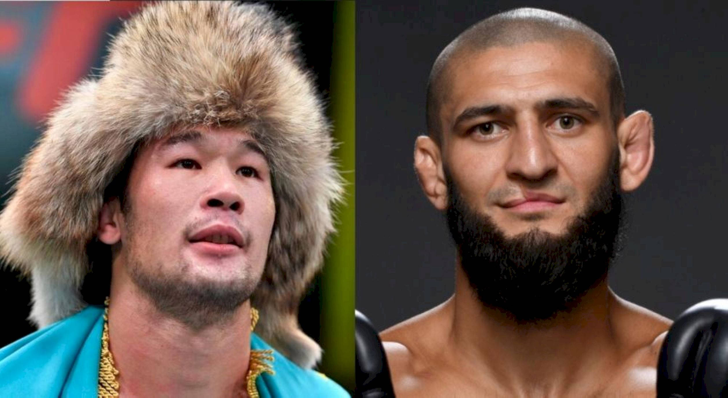 UFC 桌布 壁紙 — 兩名戰士面向前方，一人戴著毛帽和金鏈，另一人有鬍鬚和拳擊手套。
