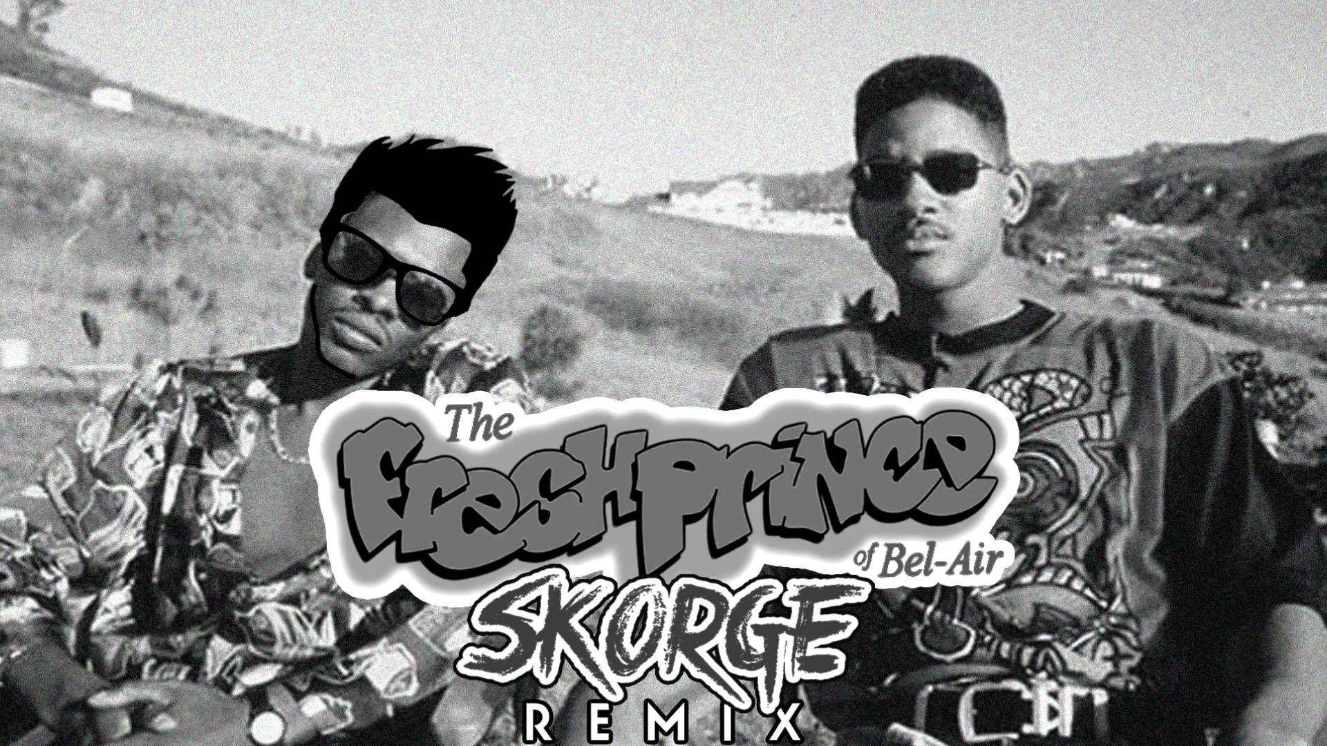 兩名戴太陽眼鏡及穿圖案襯衫的男子，帶有「The Fresh Prince of Bel-Air SKORGE REMIX」文字。 — Jordan clarkson 壁紙