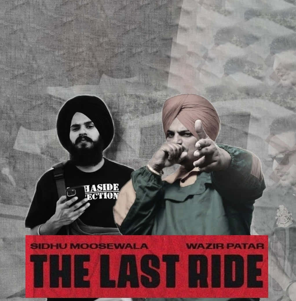 兩名戴頭巾的男子，表情強烈，並帶有粗體紅色文字「THE LAST RIDE」。 — Sidhu Moose Wala 壁紙