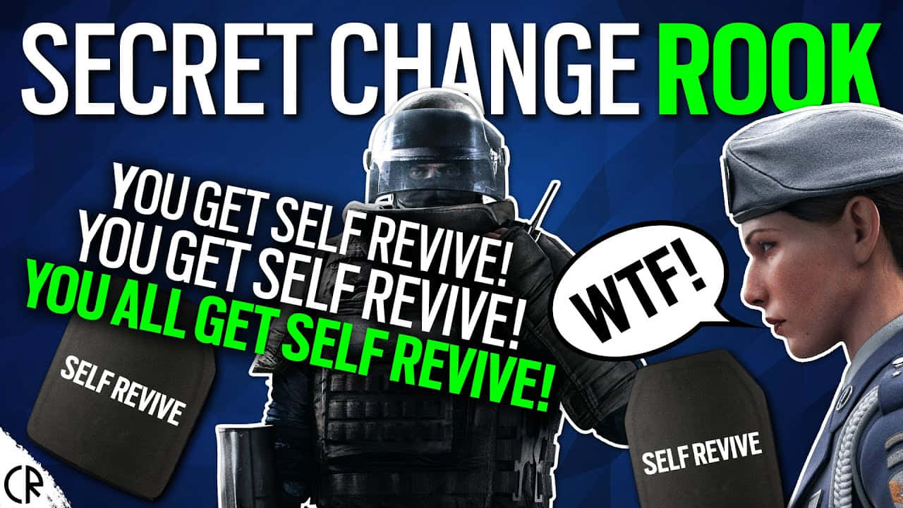 Rainbow Six Siege Rook 桌布 壁紙 — 兩名玩家對遊戲更新揭示自我復活功能的反應，帶有粗體文字和對話氣泡。