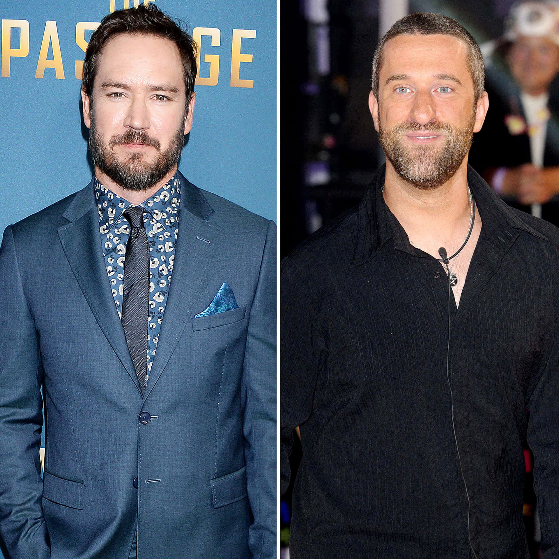 Mark-paul Gosselaar 桌布 壁紙 — 兩名男子分別穿著正式和休閒服裝，在不同活動中擺姿勢，背景和表情各異。