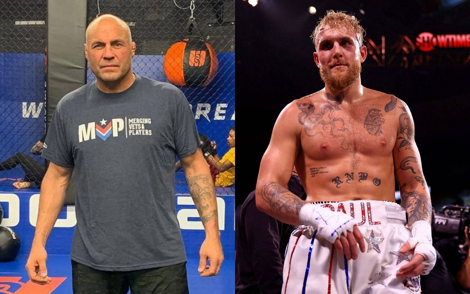 MMA 桌布 壁紙 — 兩名男性拳手並肩而立，一個在健身房，另一個在拳擊台上，兩人均有刺青，神情專注。