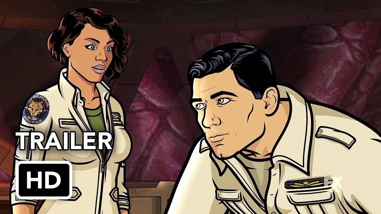 archer 桌布 壁紙 — 兩名穿著米色制服的動畫太空人站在紅色紋理牆壁的太空船裡面。