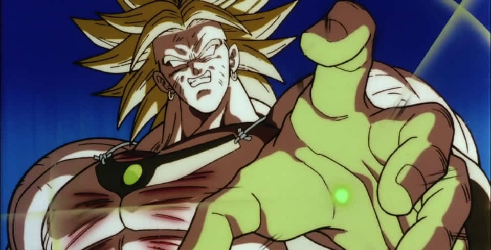 Vegeta And Broly 桌布 壁紙 — 兩名肌肉發達、頭髮尖刺的動漫戰士在深藍色背景下以動態戰鬥姿勢交鋒。